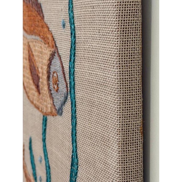 1970s Mid-Century Modern Maritime Wall Art with Embroidered Fish, Sweden, 1970s For Sale - Image 5 of 14