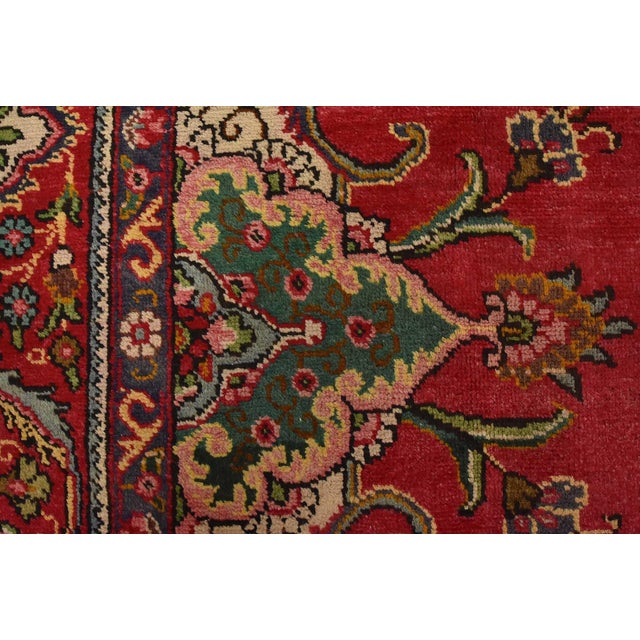 Tabriz Rug 9’5” X 12’7” Red Wool Traditional Hand-Knotted Oriental Carpet For Sale - Image 11 of 15