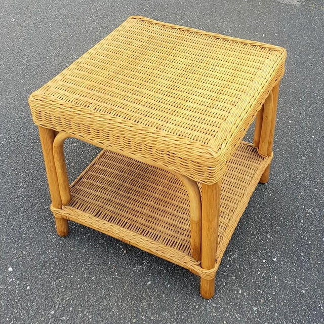 Vintage Wicker Side Table For Sale - Image 3 of 4