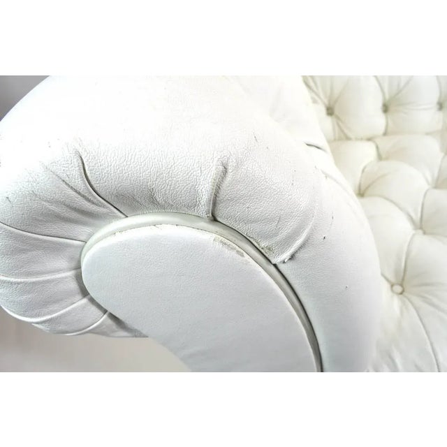 Textile Chesterfield Sofa in White Vinyl Upholstery For Sale - Image 7 of 10