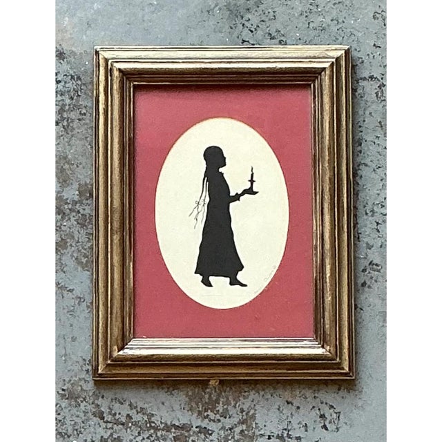Vintage Silhouette Portrait of Woman in Gold Frame For Sale - Image 4 of 12
