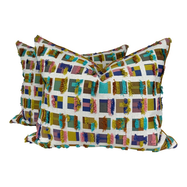 Pierre Frey "Tahaa" in Exotic 16"x20" Pillows-a Pair For Sale