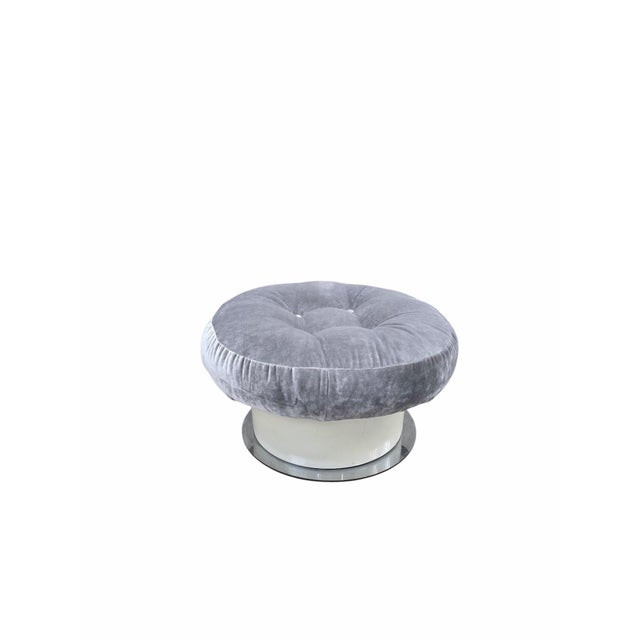 MCM Tufted Velvet Ottoman For Sale In Chicago - Image 6 of 8