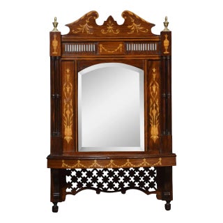 Inlaid Rosewood Wall Mirror, 1890s For Sale