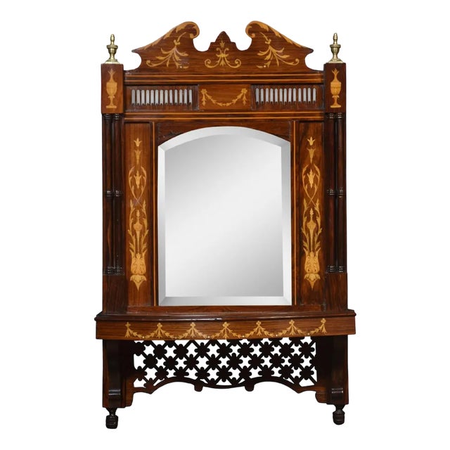 Inlaid Rosewood Wall Mirror, 1890s For Sale
