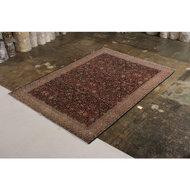 Traditional Handmade Antique Rug in Red and Beige All Over Floral Pattern For Sale - Image 3 of 6