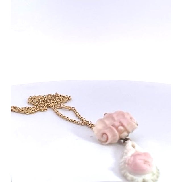 1930s Conch Shell Carved Pendant For Sale - Image 4 of 9