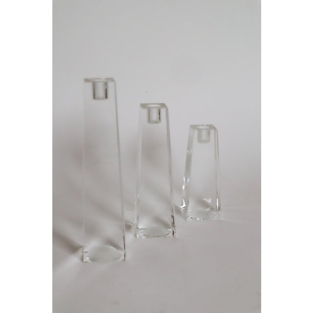 Vintage Crystal Glass Block Candlesticks from Rosenthal, 1980s, Set of 3 For Sale - Image 13 of 18