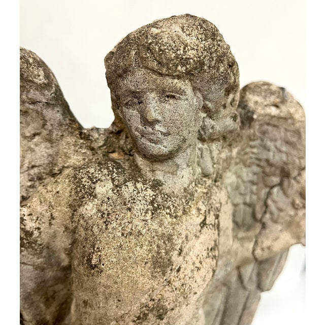 Vintage Concrete Angel Garden Statue For Sale - Image 9 of 12