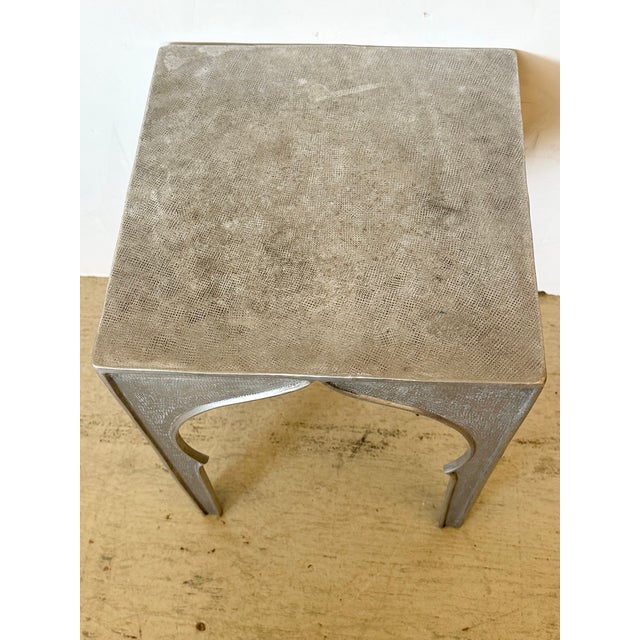 Square Cast Aluminum Side End Table With Moroccan Vibe For Sale - Image 4 of 7