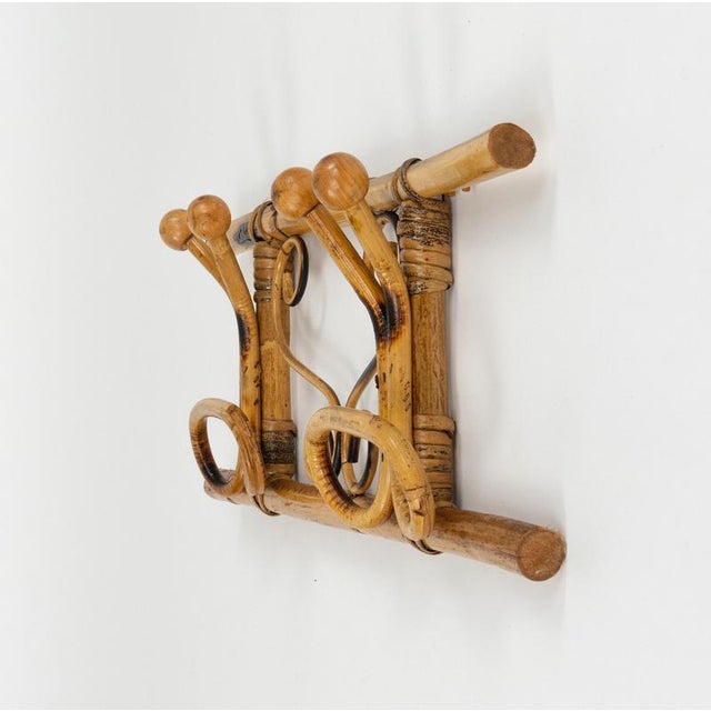 Wood Mid-Century Modern Coat Rack in Bamboo and Rattan by Olaf Von Bohr, 1960s For Sale - Image 7 of 10
