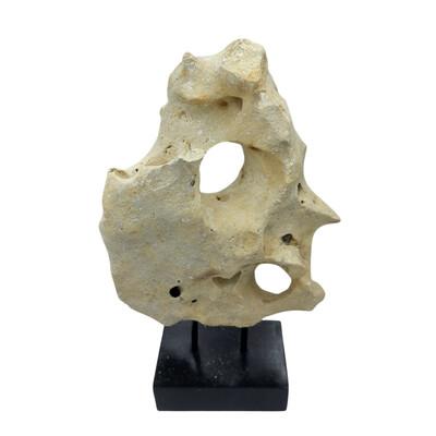 Tribal Indonesian Coral Stone On Teak Stand For Sale - Image 3 of 5