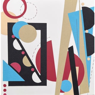 Somersault by Amy Hutcheson | Paper collage on wood cradle abstract geometric shapes For Sale
