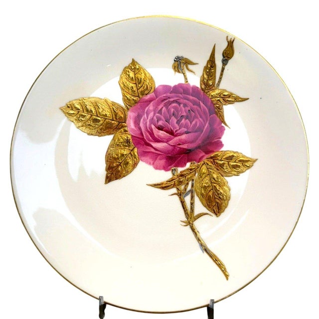 Metal Antique 1880 Minton G4419 Set 6 Hand Painted Rose Gold Platinum Aesthetic Plates For Sale - Image 7 of 16