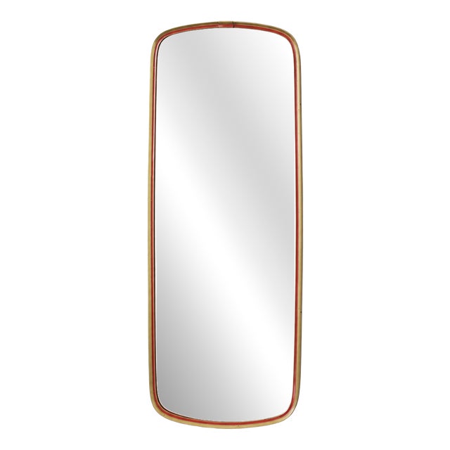 Mid-Century Gold and Red Mirror, 1960s For Sale