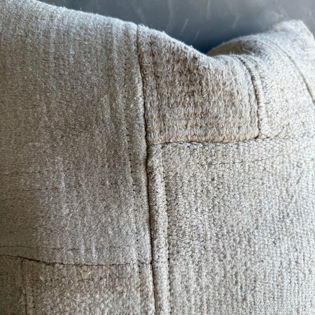 Vintage Turkish Hemp Rug Pillow 22" X 22" With Down Insert For Sale In Los Angeles - Image 6 of 8