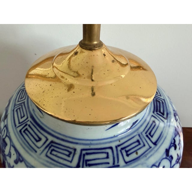 Ceramic Monumental Chinese Porcelain Blue and White Double Happiness Lamp For Sale - Image 7 of 9