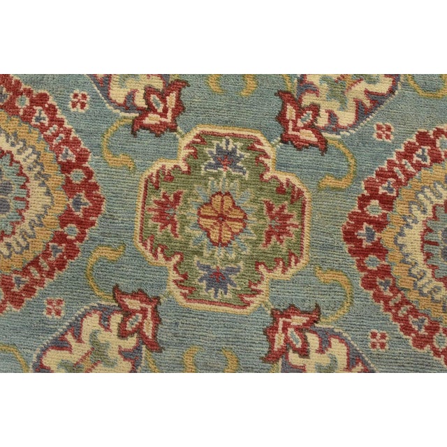Kazak Rug 5’11” X 9’4” Blue Wool Tribal Hand-Knotted Oriental Carpet For Sale - Image 4 of 12