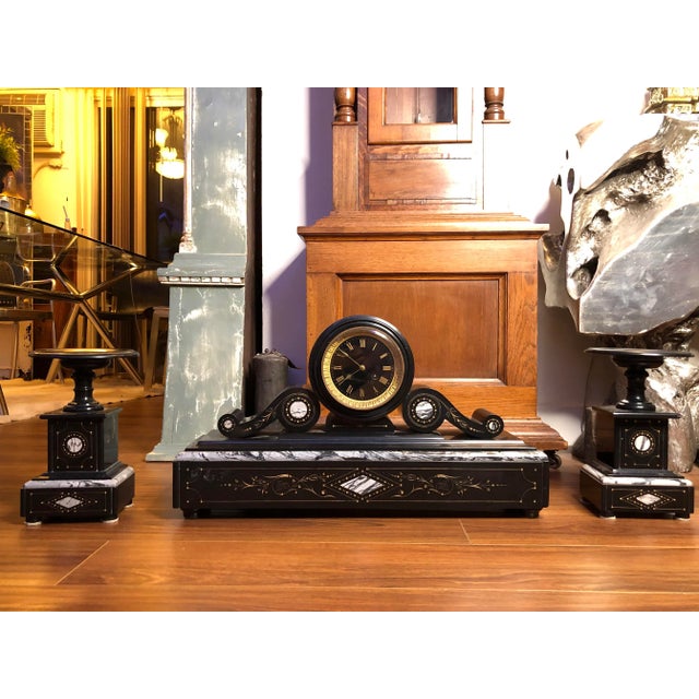 Antique French Clock Garniture Set - 3 Pieces For Sale - Image 13 of 13