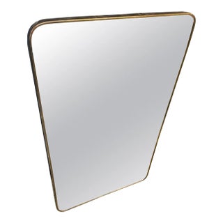 1950s Gio Ponti Style Mid-Century Modern Brass Italian Wall Mirror For Sale