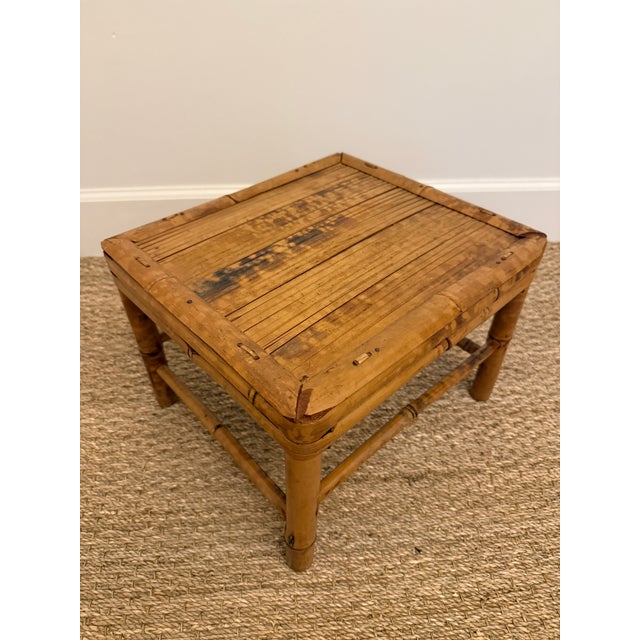 Vintage Tortoise Rattan Plant Stand, Telephone Side Table. For Sale In Miami - Image 6 of 7