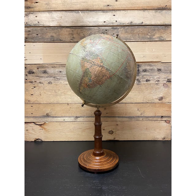 Wood Vintage German Table Globe by Paul Räth & Dr A Krause, Leipzig, 1920s For Sale - Image 7 of 7