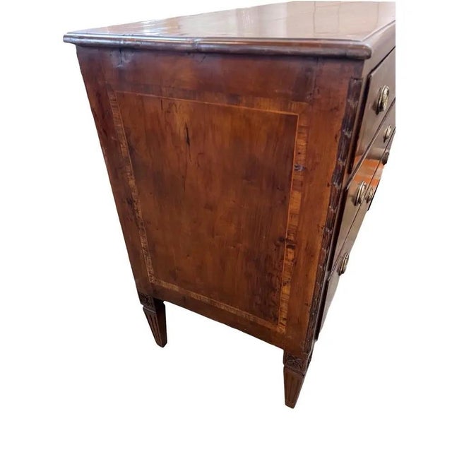 Italian Neoclassical Walnut Chest of Drawers, Hand-Carved, Mid 1700s For Sale - Image 4 of 12