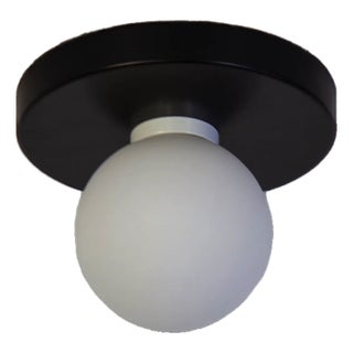 Globe Flush Mount Black, 3 Inch Glass Globe, by Research.Lighting, Modern, Minimal For Sale