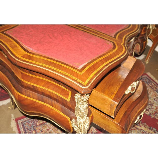 Gold Empire French Bombe Partners Desk in Walnut For Sale - Image 8 of 12