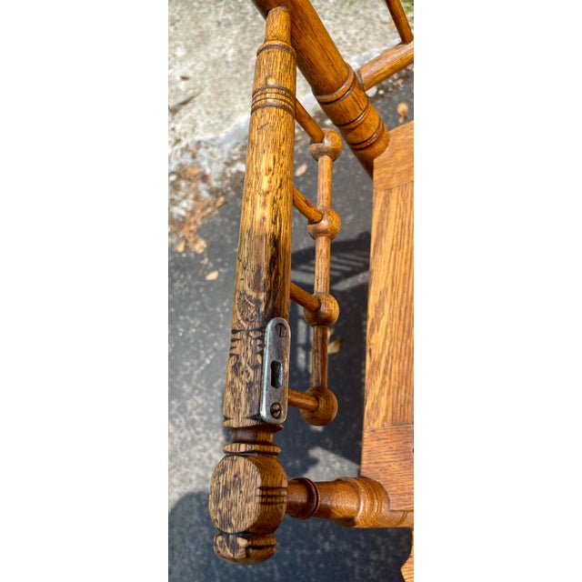 Late 19th-Century Victorian Solid Oak "Ball & Stick" Highchair With Hand-Woven Cane Seat For Sale - Image 13 of 18