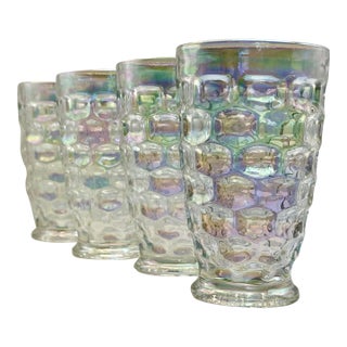 Mid 20th Century Federal “Colonial” Pattern Iridescent Glasses- Set of Four For Sale