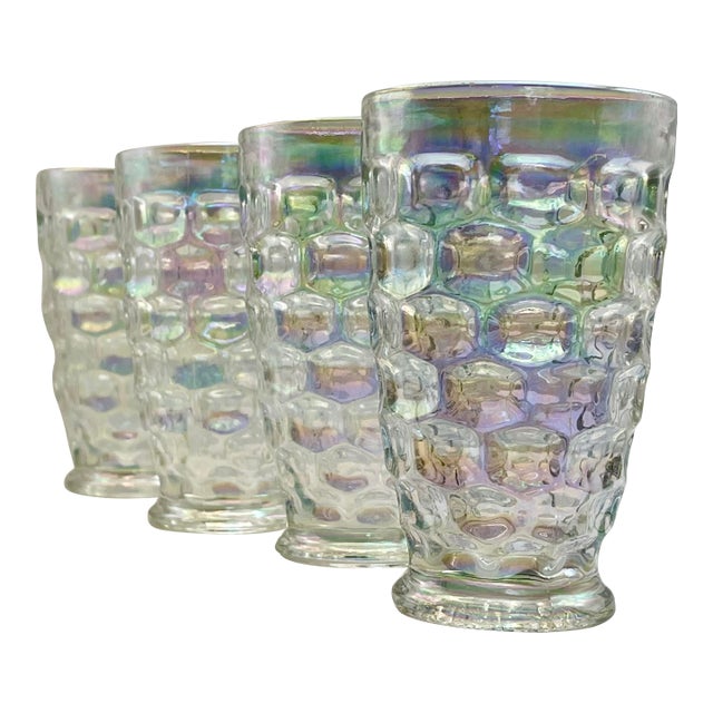 Mid 20th Century Federal “Colonial” Pattern Iridescent Glasses- Set of Four For Sale