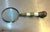 1930s-40s extra large brass/mother-of-pearl magnifying glass. Excellent condition. Measures 13.5" long total and 5"...