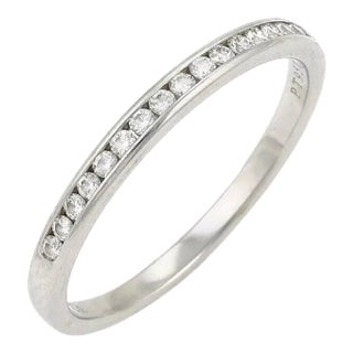 Tiffany & Co. Channel Set Diamond Half Circle Platinum 2.5mm Band Ring - Size 9 For Sale