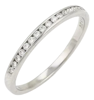Tiffany & Co. Channel Set Diamond Half Circle Platinum 2.5mm Band Ring - Size 9