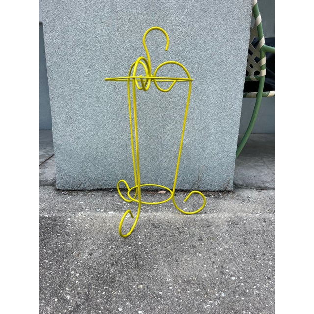 Vintage Citron Yellow Metal Umbrella Stand For Sale In Charleston - Image 6 of 6