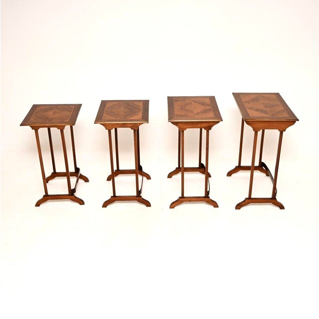 Antique Edwardian Walnut Nest of Four Tables, 1900, Set of 4 For Sale - Image 4 of 10