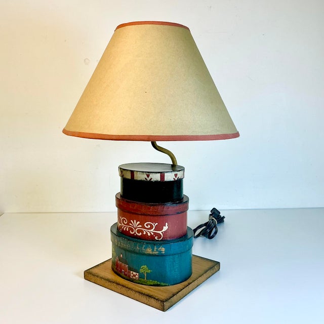 1980s Vintage Americana Farmhouse Arts & Crafts Accent Table Lamp. For Sale - Image 10 of 13