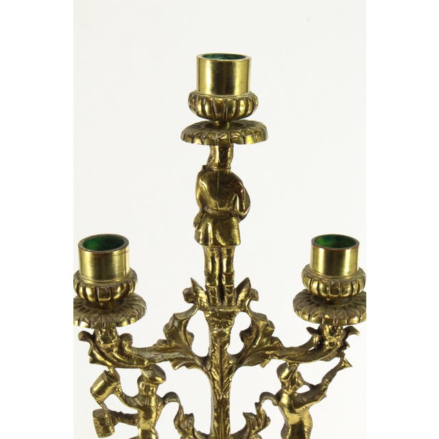 Seven-Light Figural Brass Candelabra Withe Jolly Dancers & Musicians For Sale - Image 9 of 15