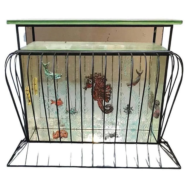 Incredible Aquarium Iron Console With Ceramic Ocean Inhabitants For Sale - Image 13 of 13
