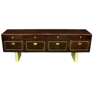 Romweber Burled Walnut and Brass Campaign-Modern Credenza