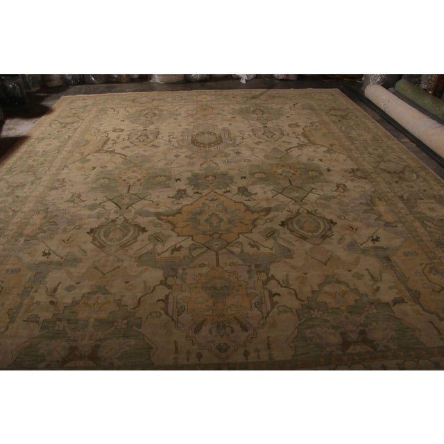 Traditional Classic Style Rug in Cream, Pastel Green and Gold Floral Pattern by Rug & Kilim For Sale - Image 3 of 8
