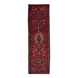 Allover Floral Vintage Persian Hersiz Red Wool Runner