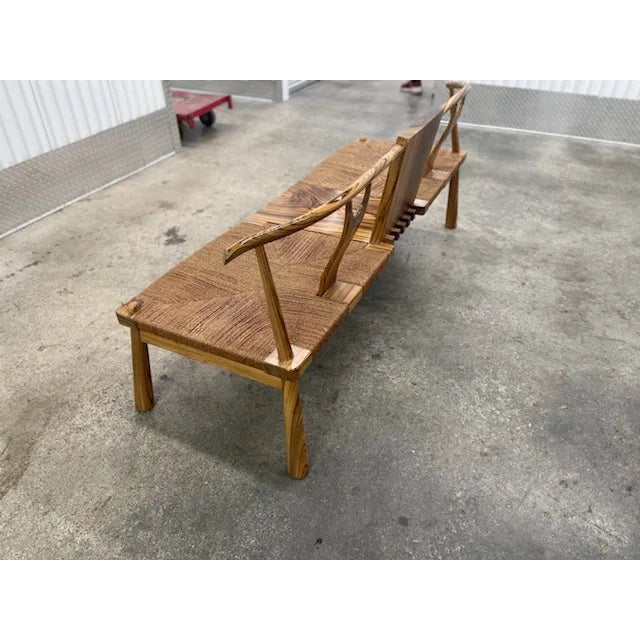Brown Designer Xiaojie Zhu Post Modern Studio Made Zebra Wood Bench For Sale - Image 8 of 13