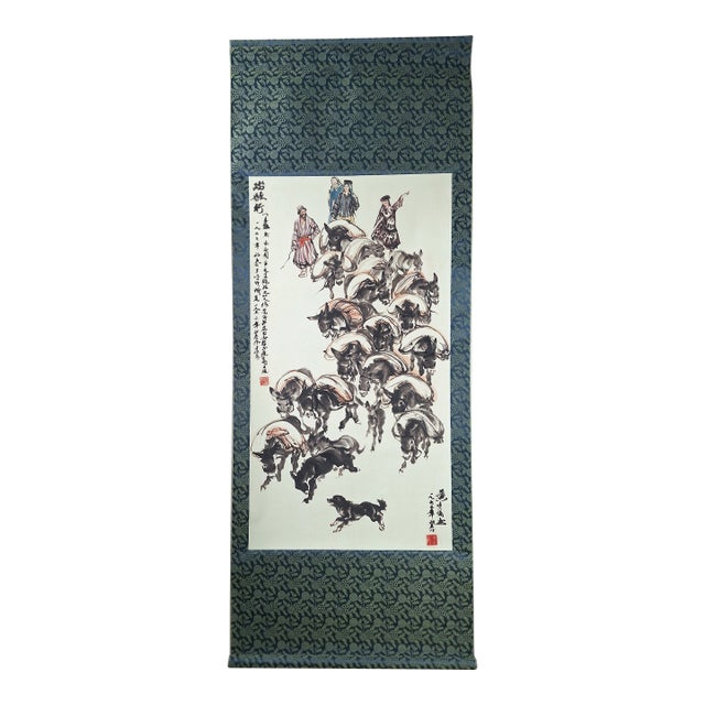 Chinese Donkey Caravan Scroll For Sale