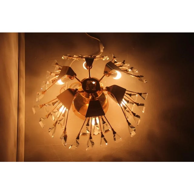 Crystal & Brass Ceiling Light by Gaetano Sciolari, 1970s For Sale - Image 14 of 15