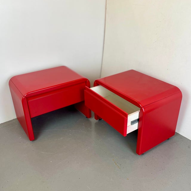 1980s Vintage Red Nightstands, 1980s, Set of 2 For Sale - Image 5 of 17