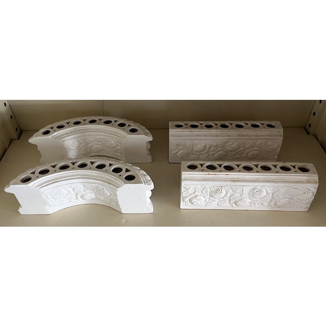 Cream Antique Early 20th Century Italian Creamware Modular Bough Pot Flower Frog Centerpiece For Sale - Image 8 of 13