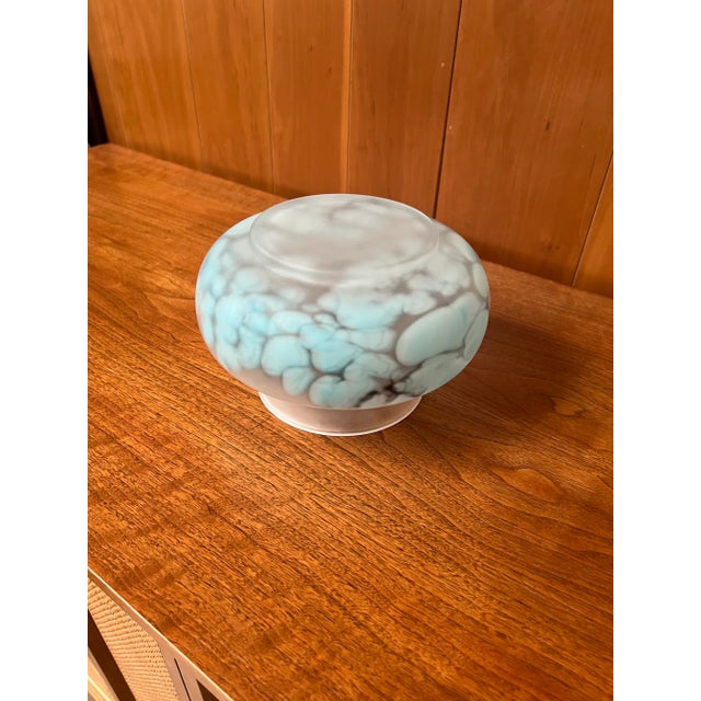 Mid-Century Pair of Hand Blown Vases - Tarnowiec Poland Semi Opaque Turquoise & Lime For Sale - Image 16 of 18