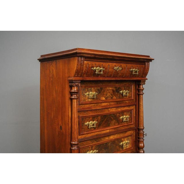 19th Century Gründerzeit Mens Chest of Drawers in Walnut For Sale - Image 6 of 18